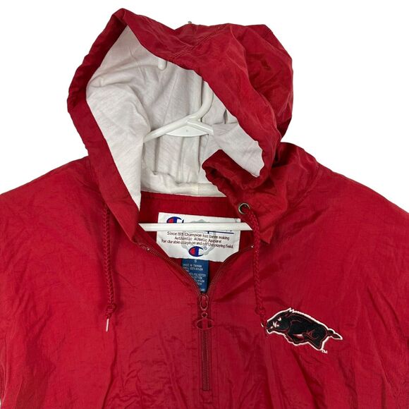 Champion Arkansas Razorbacks Windbreaker Jacket Anorak Vintage 90s Mens Sz S Red - Picture 3 of 9